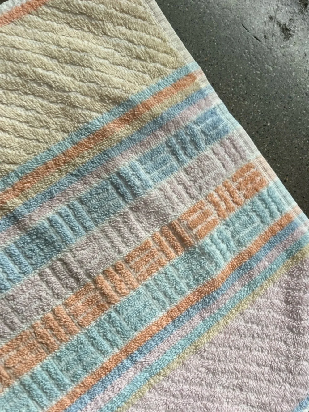 Vintage Pastel Stripe Cotton Hand Towels - Set of 2 80s towel